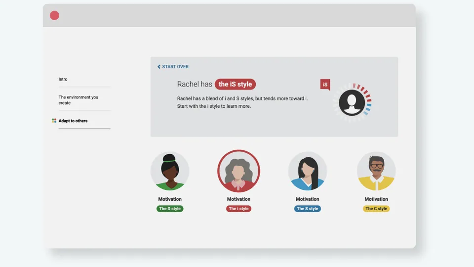 Everything DiSC Management on Catalyst adapting to others sample screen.
