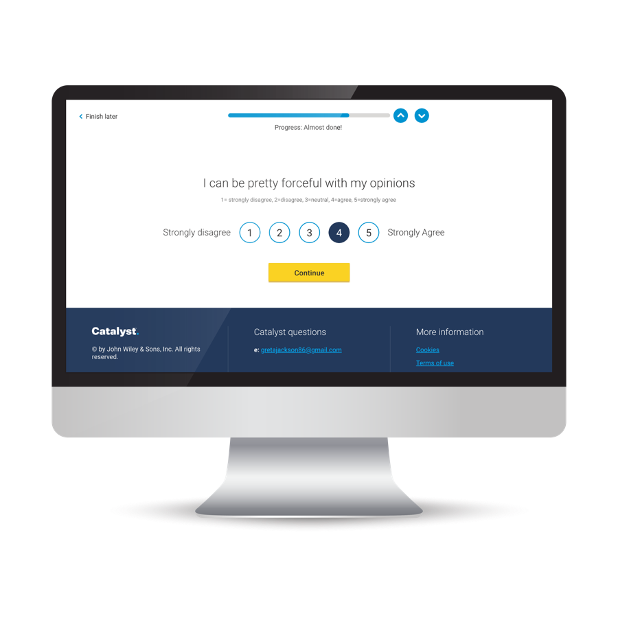 Catalyst assessment screen