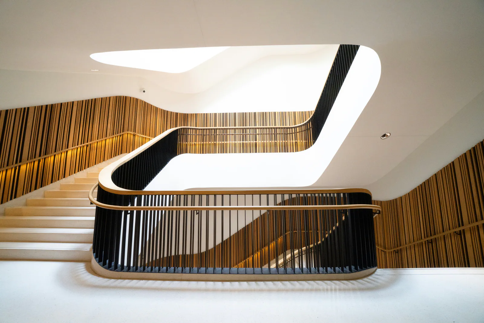 Curved modern office staircase, representing an India GCC preparing for a larger global mandate.