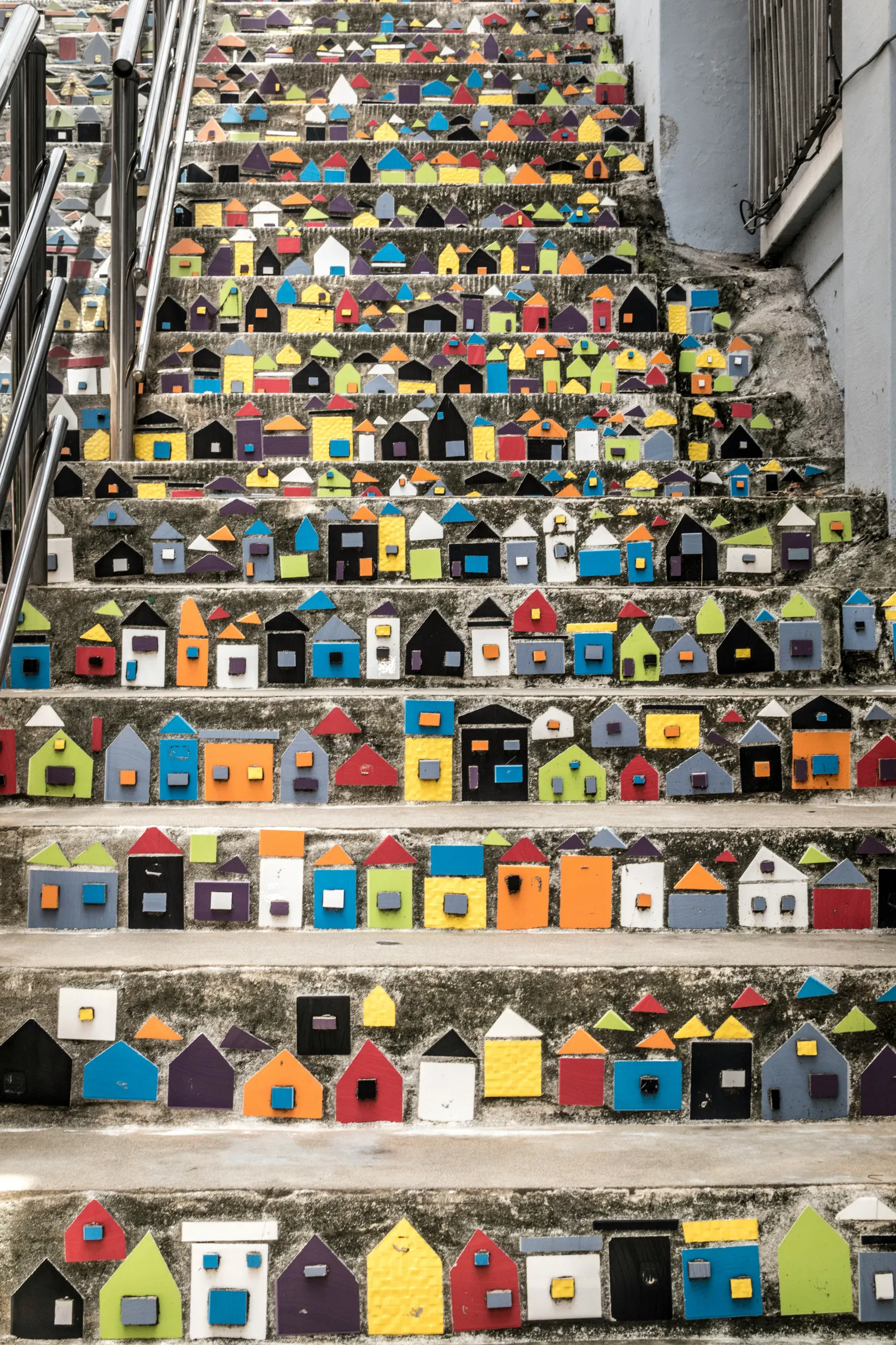 Colorful stairway, representing cultural movement and alignment.