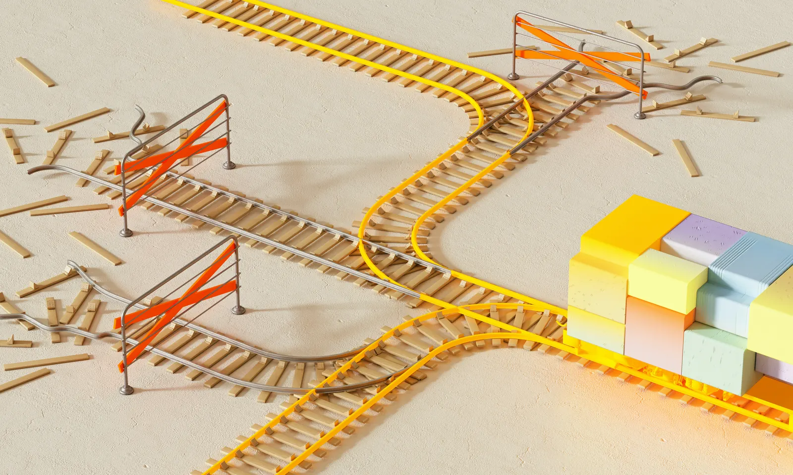 Pins and arrows pointing in different directions, representing decision friction.
