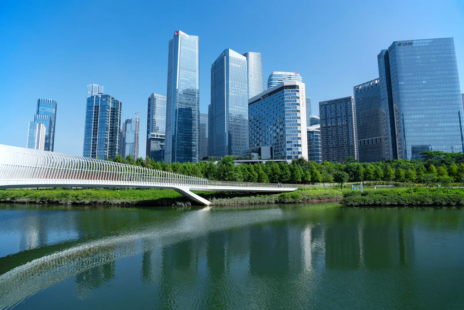 Modern global business skyline, representing enterprise scale and international context.